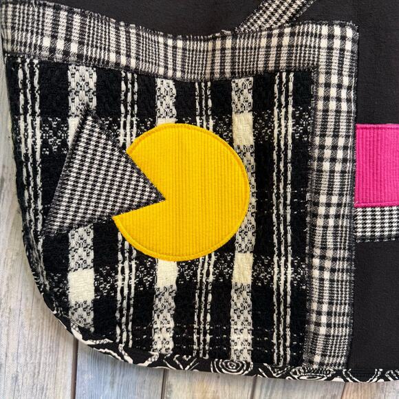 Vintage 90’s Vest Neon Retro Cotton Small Bechamel Patchwork Geometric Shapes - Picture 7 of 9